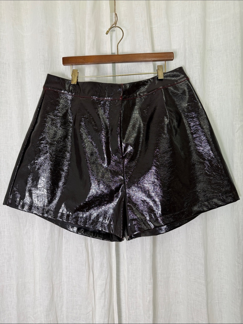 AKIRA Deep Red/Burgundy Patent Shine Shorts